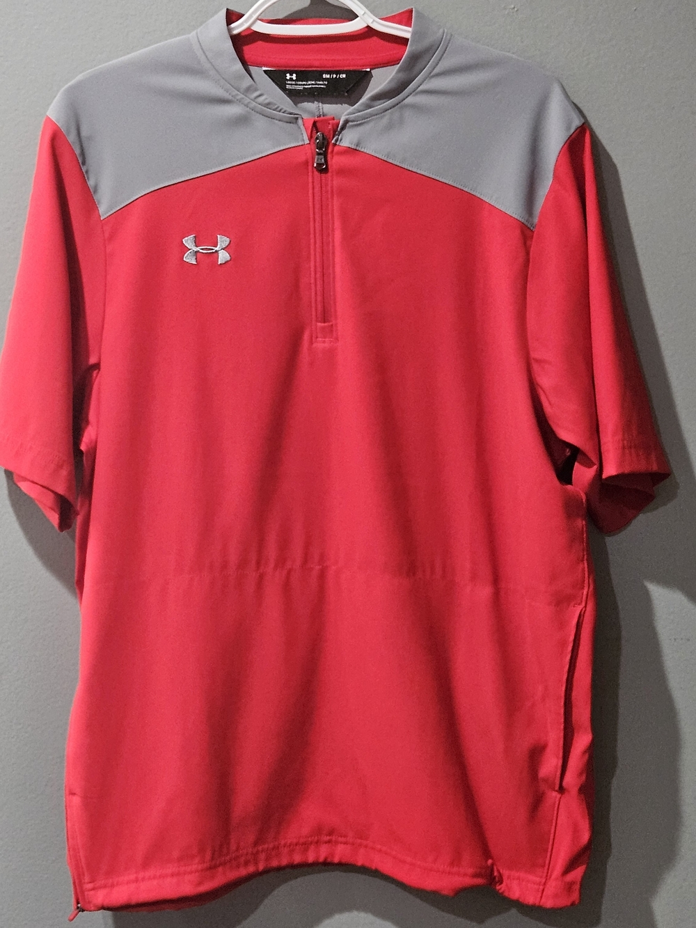Under Armour Red & Gray Golf Short-Sleeve Quarter-Zip Size Small